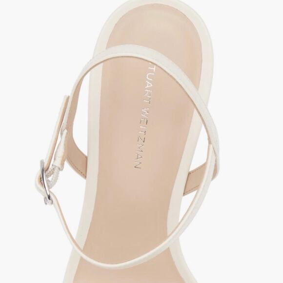 NEW Stuart Weitzman 9 Dancer 75 Demipearl Heel Sandal Calf Leather White Wedding - Picture 11 of 13